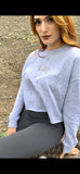 Ladies - CROP crew sweatshirt in HEATHER GREY