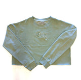 Ladies - CROP crew sweatshirt in SAGE