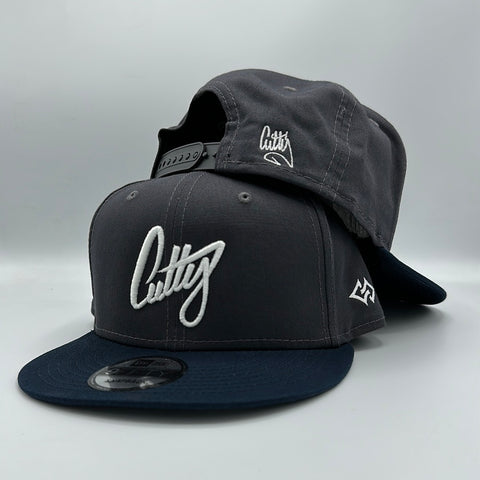 Snapback - 1Liner in WHITE Classic Puff on “Charcoal/Navy”