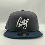Snapback - 1Liner in WHITE Classic Puff on “Charcoal/Navy”