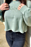 Ladies - CROP crew sweatshirt in SAGE